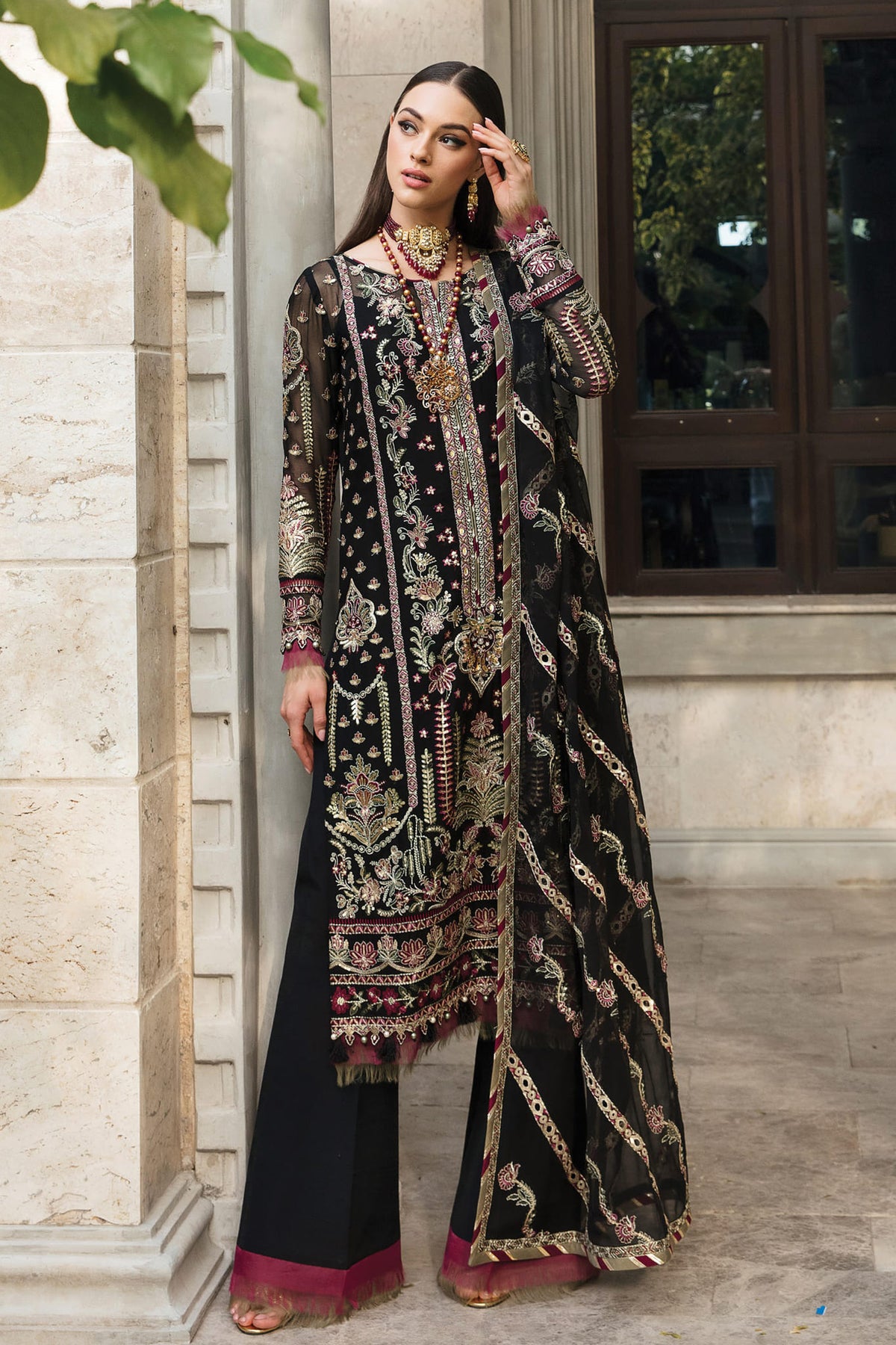 Gulaal Unstitched 3 Piece Embroidered Chiffon Eid Collection'2023-08-Jihan