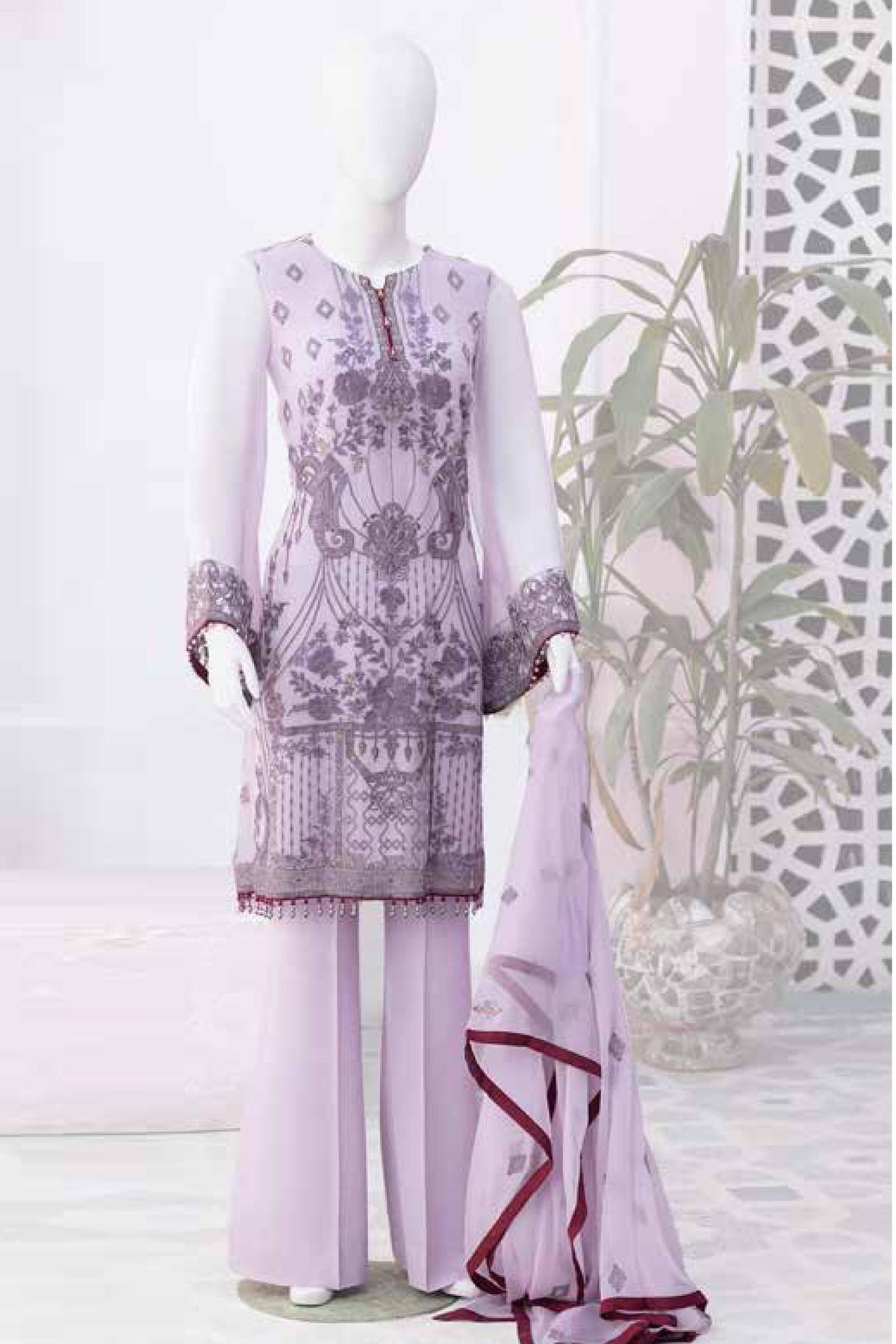 Nafeesah by Flossie Unstitched 3 Piece Chiffon Vol-08 Collection'2023-09-Lavandor Fog