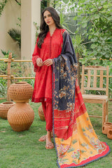 Seher By Cross Stitch Unstitched 3 Piece Cambric Collection'2022-09-Safron Glow