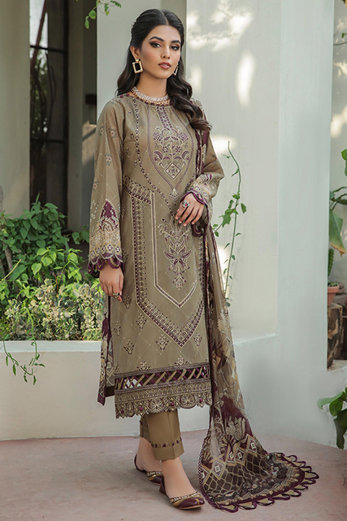 Farasha Unstitched 3 Piece Festive Lawn Vol-02 Collection'2022-09-Olivine