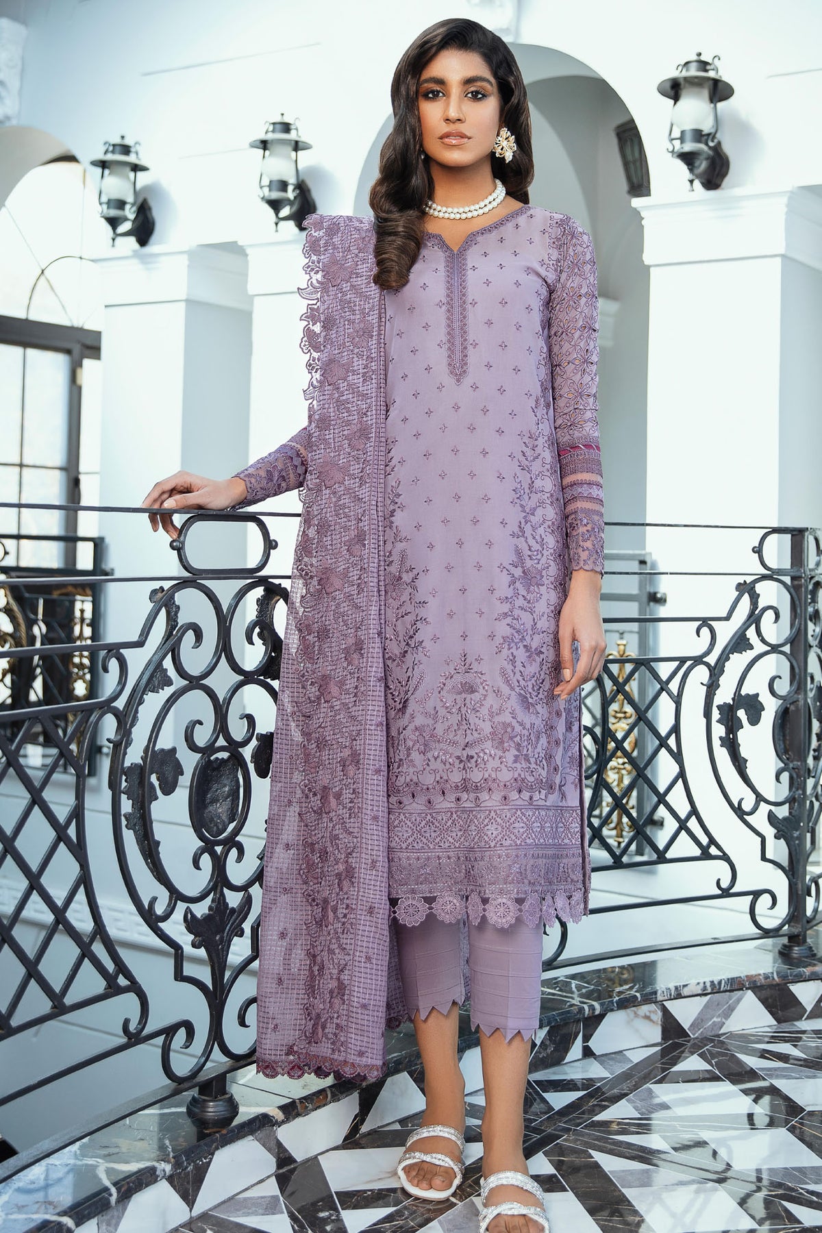 Iznik Unstitched 3 Piece Embroidered Swiss Voile Collection'2022-ISV-10-Lavender