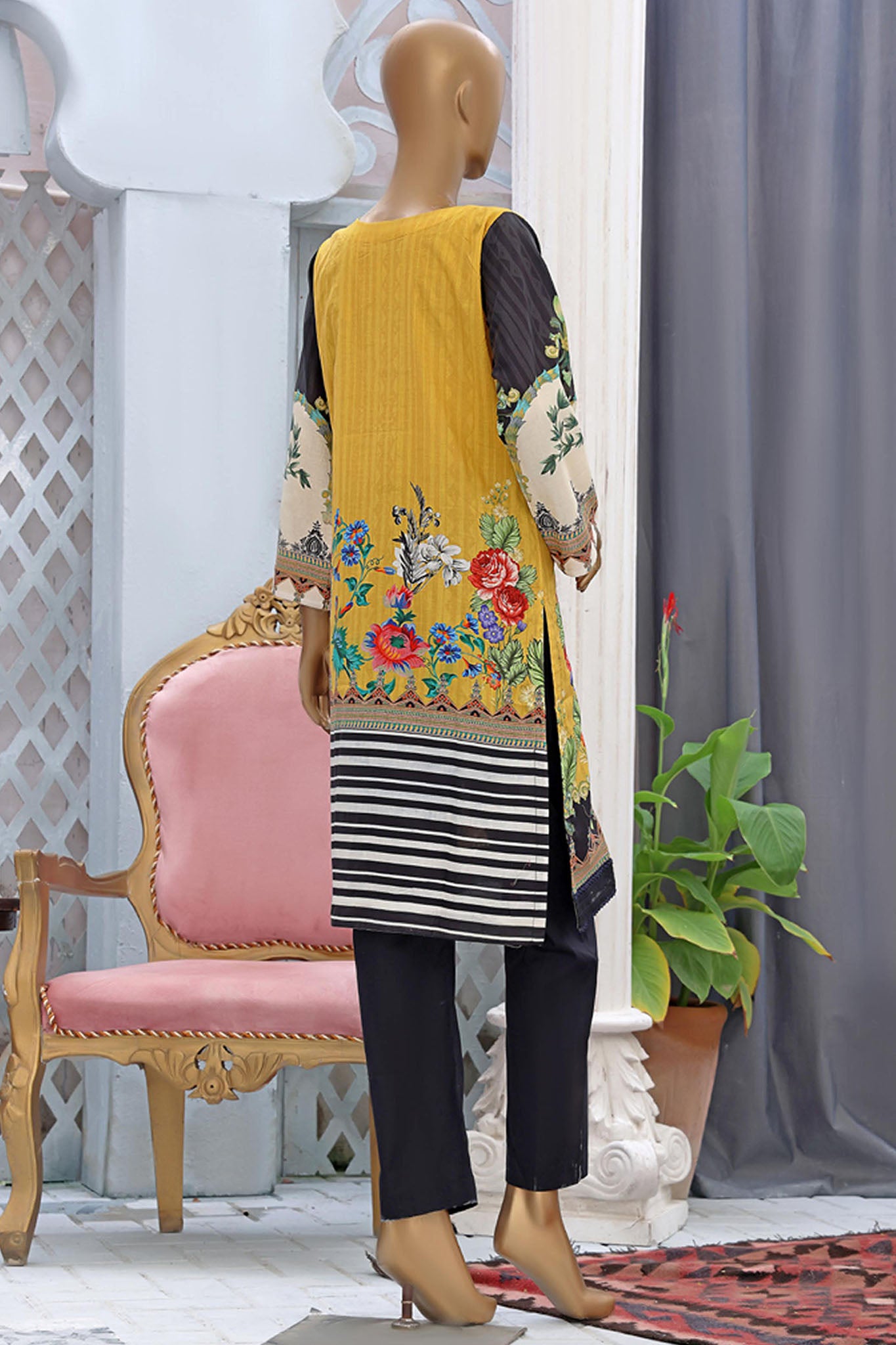 Bin Saeed Stitched Embroidered Lawn Shirts Collection'2022-L-09-Yellow
