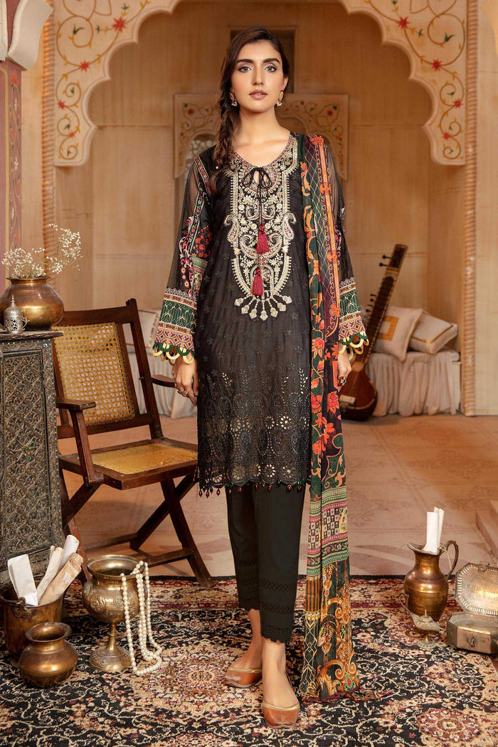 Geet by Zebaish Unstitched 3 Piece Schiffli Lawn Collection'2022-10-Dark Grey