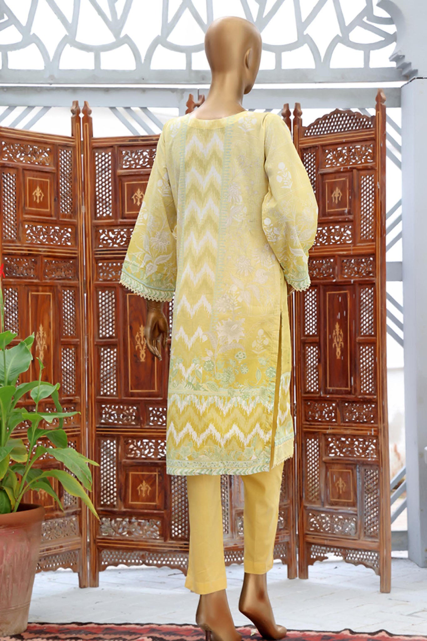 Bin Saeed Stitched Embroidered Lawn Shirts Collection'2022-L-028-Yellow
