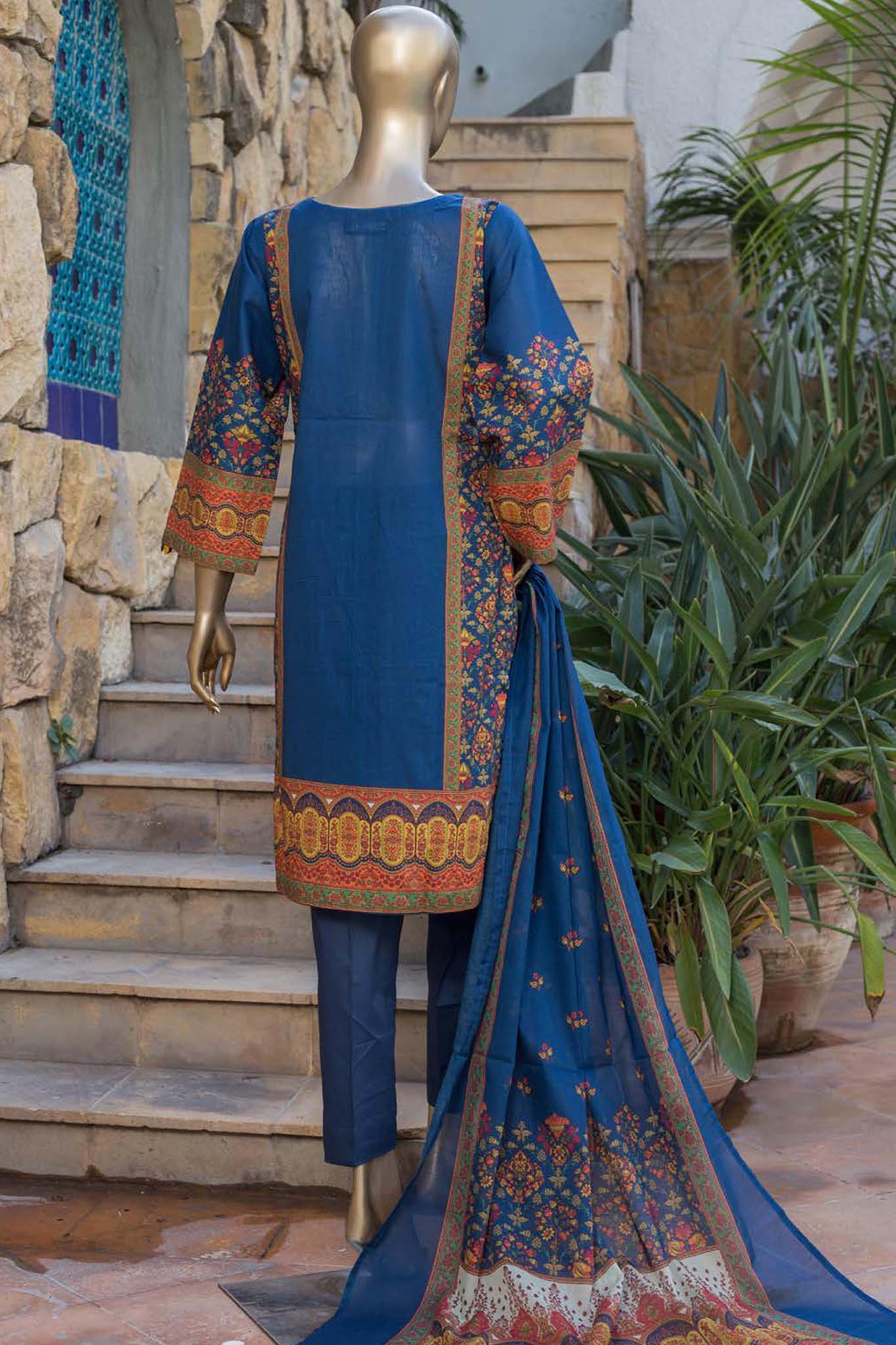 Bin Saeed Stitched 3 Piece Printed Lawn Collection'2022-F-1624-Blue