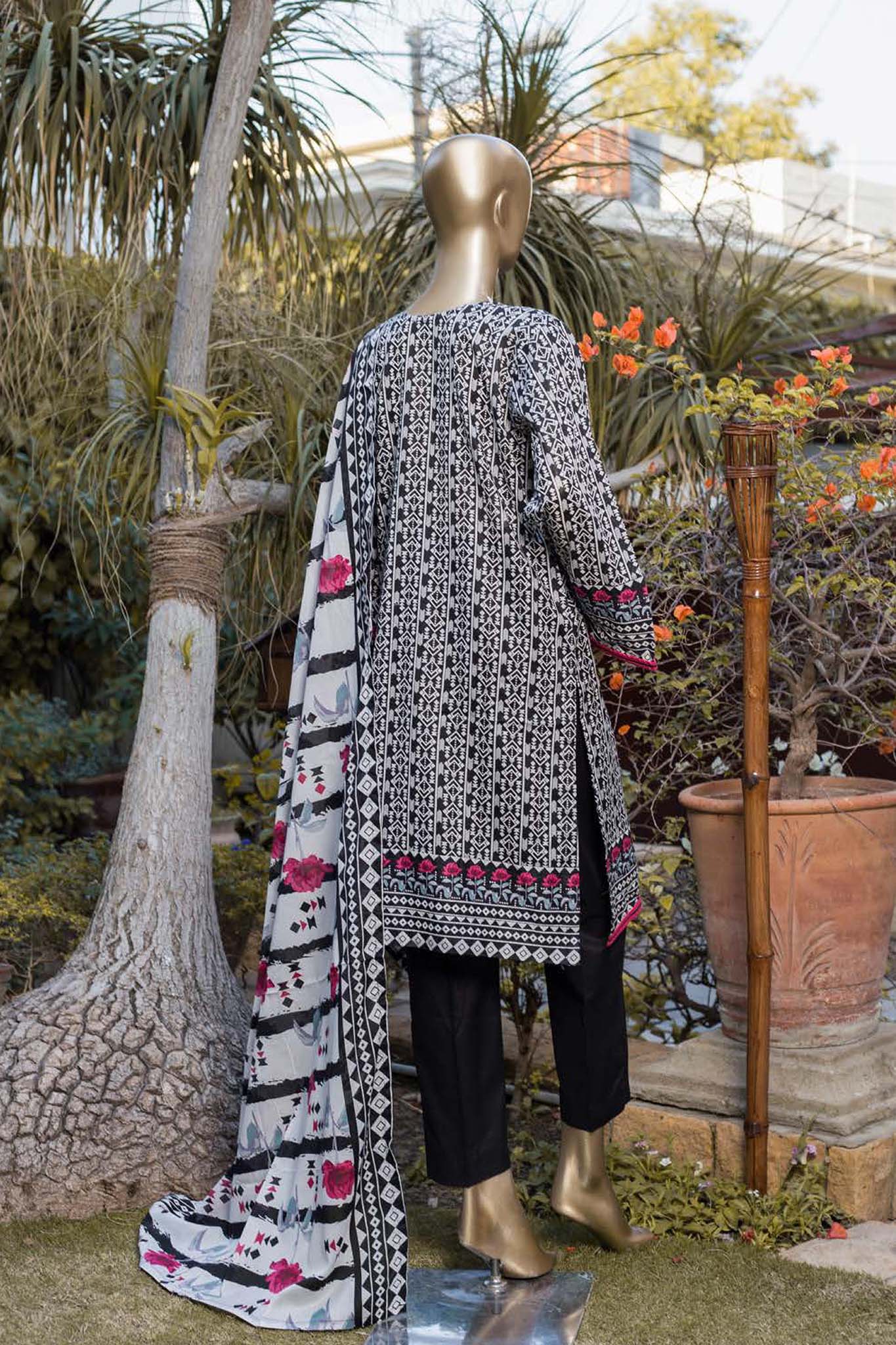 Bin Saeed Stitched 3 Piece Printed Lawn Collection'2022-F-1778-Black