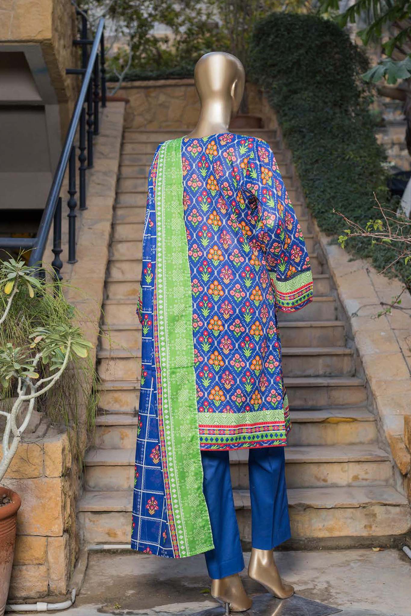 Bin Saeed Stitched 3 Piece Printed Lawn Collection'2022-F-1797-Blue