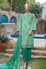 Bin Saeed Stitched 3 Piece Printed Lawn Collection'2022-F-1804-Green
