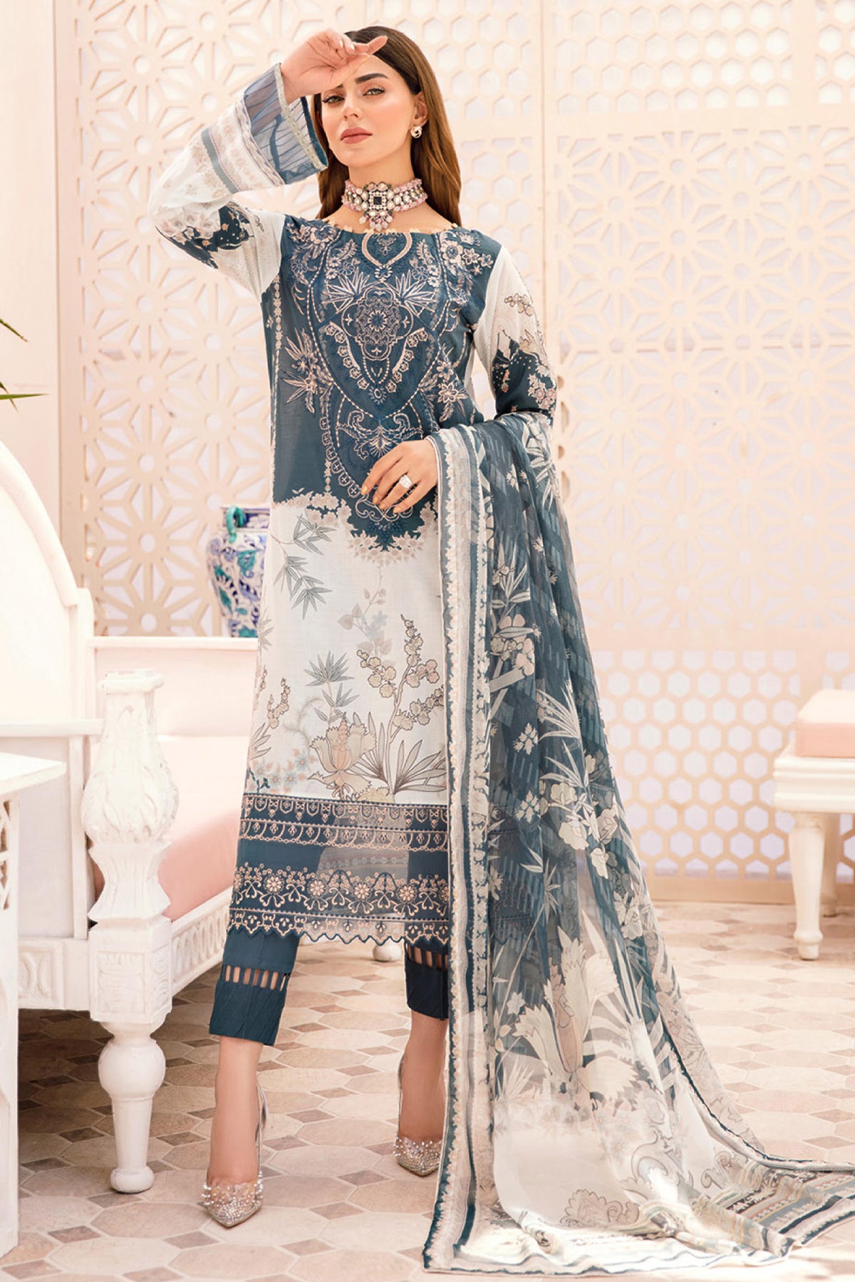 Rangrez by Ramsha Unstitched 3 Piece Luxury Lawn Vol-02 Collection'2022-N-209