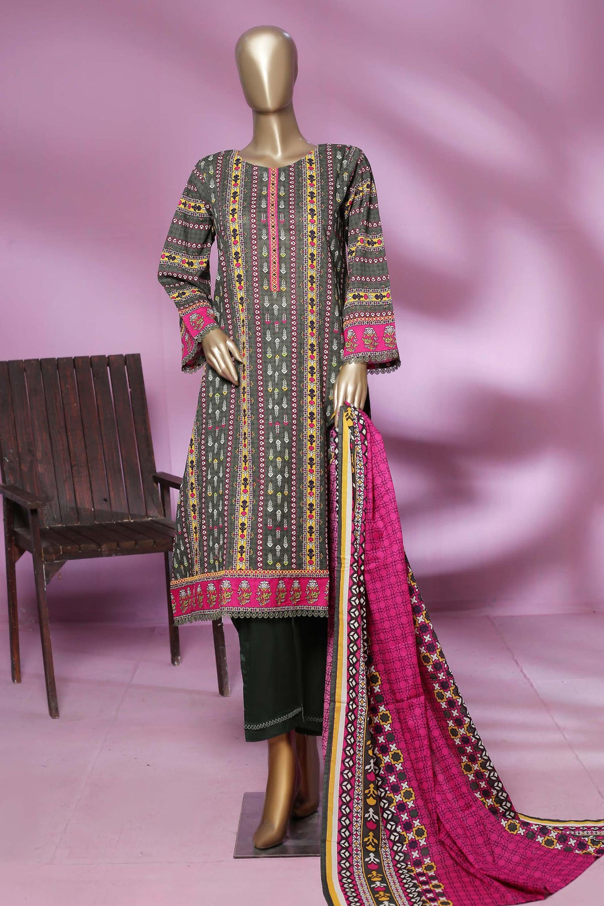 Oswah women by Suntex Fabrics Stitched 3 Piece Lawn Frock Collection'2023-OS-2321