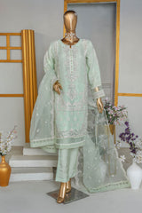 Hz Stitched 3 Piece Embroidered Organza Formal Collection'2023-HZK-24-Light Pista