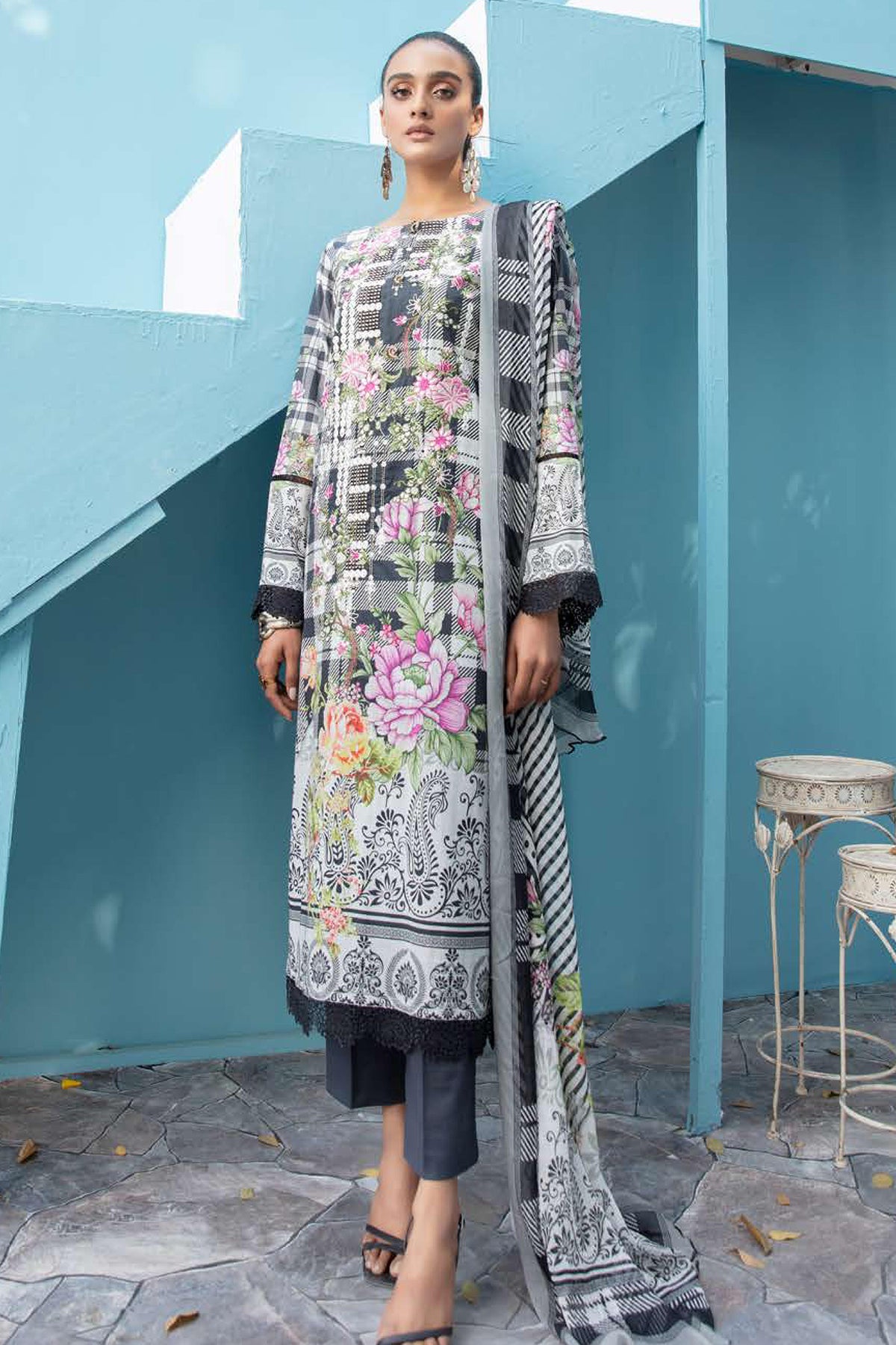 Maleeha by Shaista Unstitched 3 Piece Lawn Collection'2022-MS-243