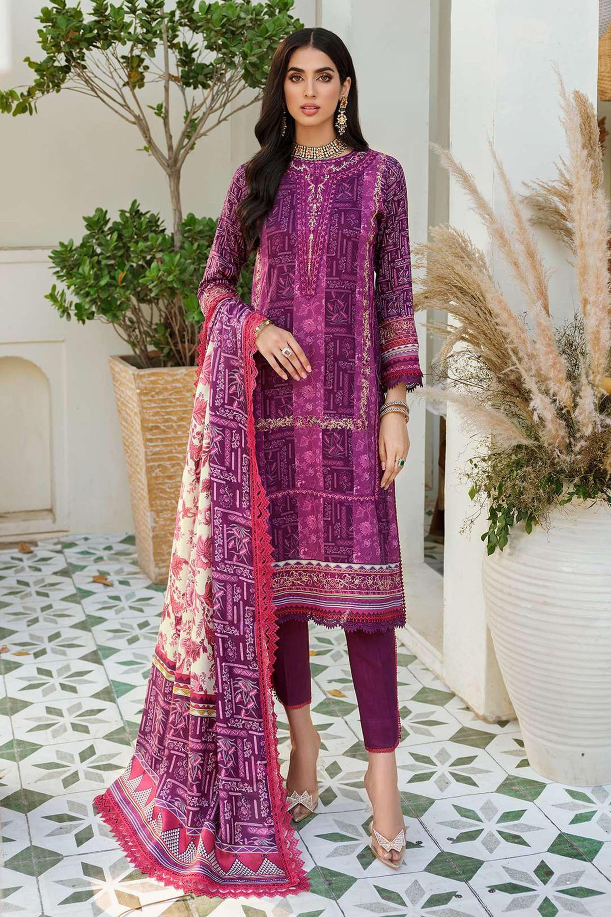 Noor By Sadia Asad Unstitched 3 Piece Embroidered Linen Collection'2022-D-02-A