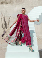 Crimson Unstitched 3 Piece Luxury Lawn Collection'2022-03-B-Mahogany