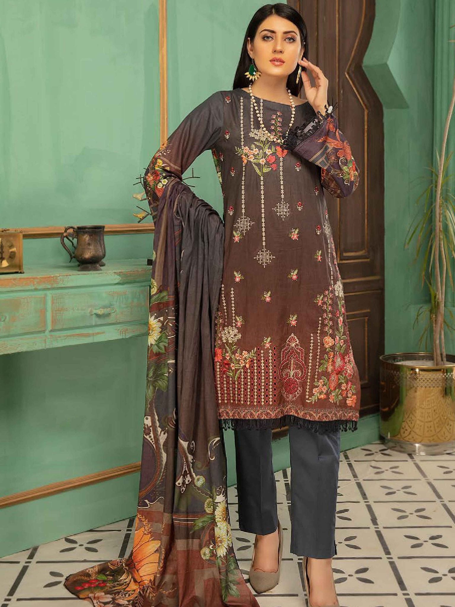 Umaima by Shaista Unstitched 3 Piece Lawn Collection'2021-UMS-418