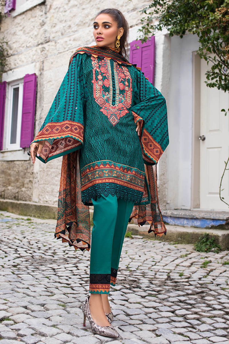 Tahra by Zainab Chottani Unstitched Lawn Collection'2021-05-A-EMERALD ELEGANCE