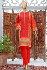 Bin Saeed Stitched Embroidered Lawn Shirts Collection'2022-L-032-Red