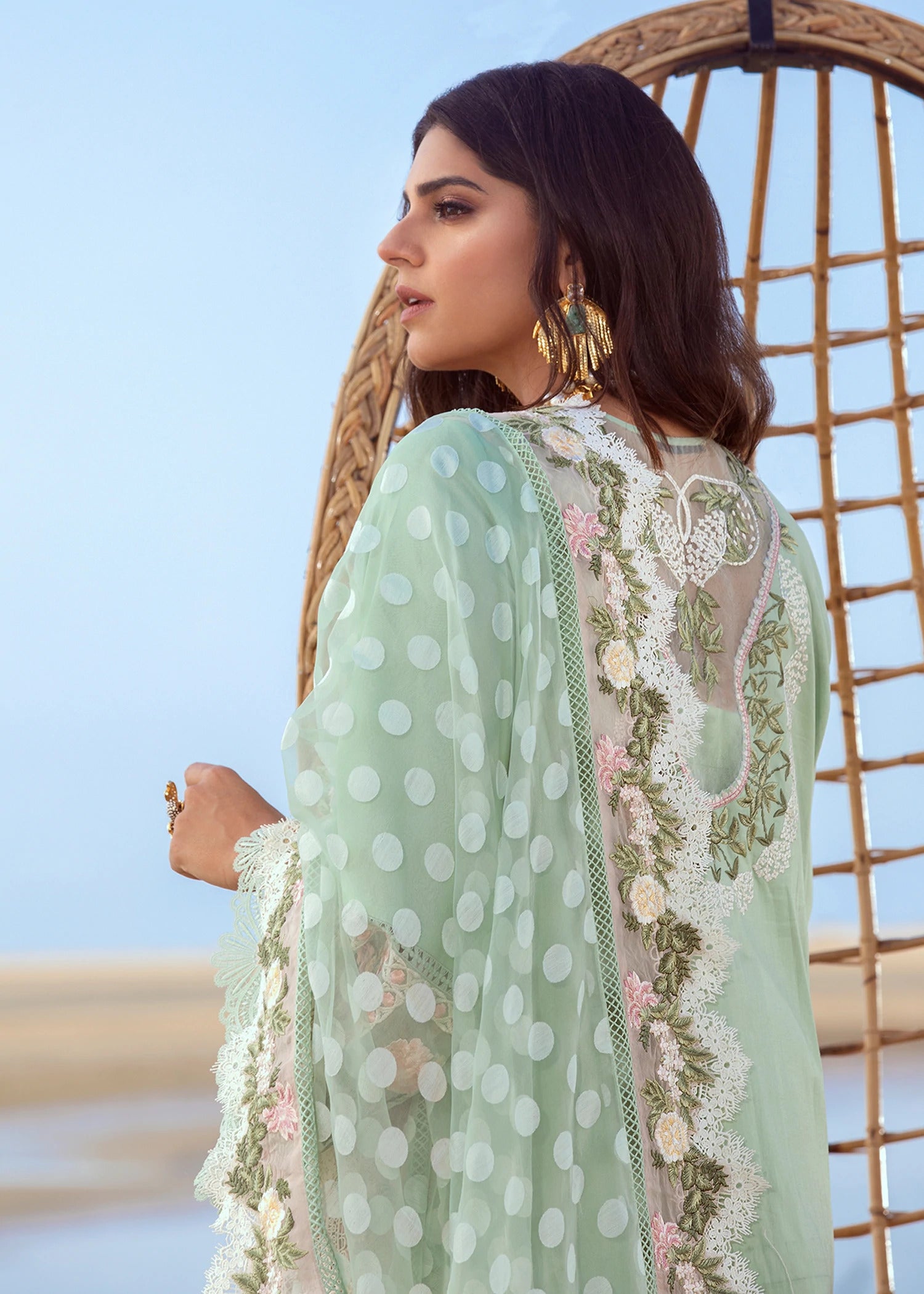 Crimson Unstitched 3 Piece Luxury Lawn Collection'2022-05-B-Seafoam