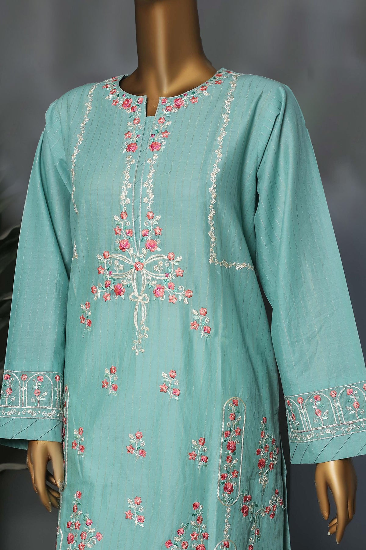 Ayzel by Bin Saeed Stitched Embroidered Cotton Kurti Vol-02 Collection'2022-FL-041-Ferozi