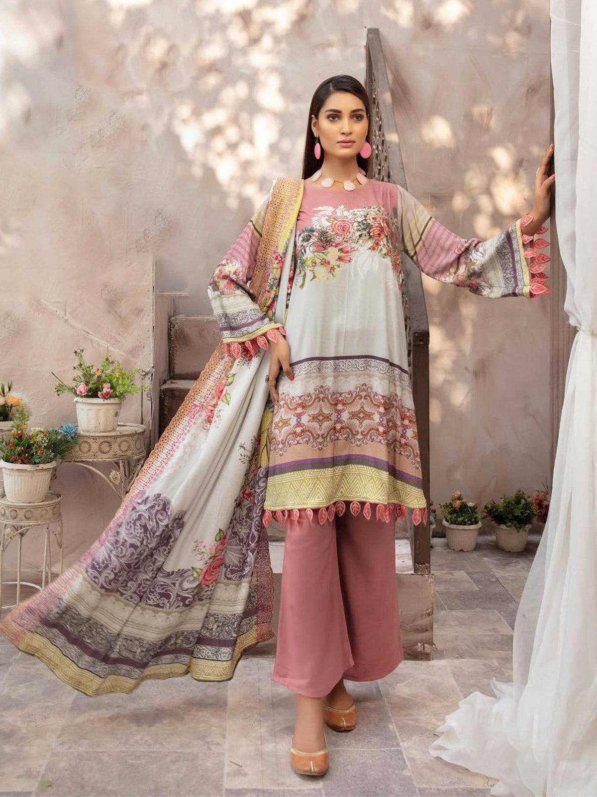 Shaista Unstitched 3 Piece Peach Printed Winter Collection’2021-D-694