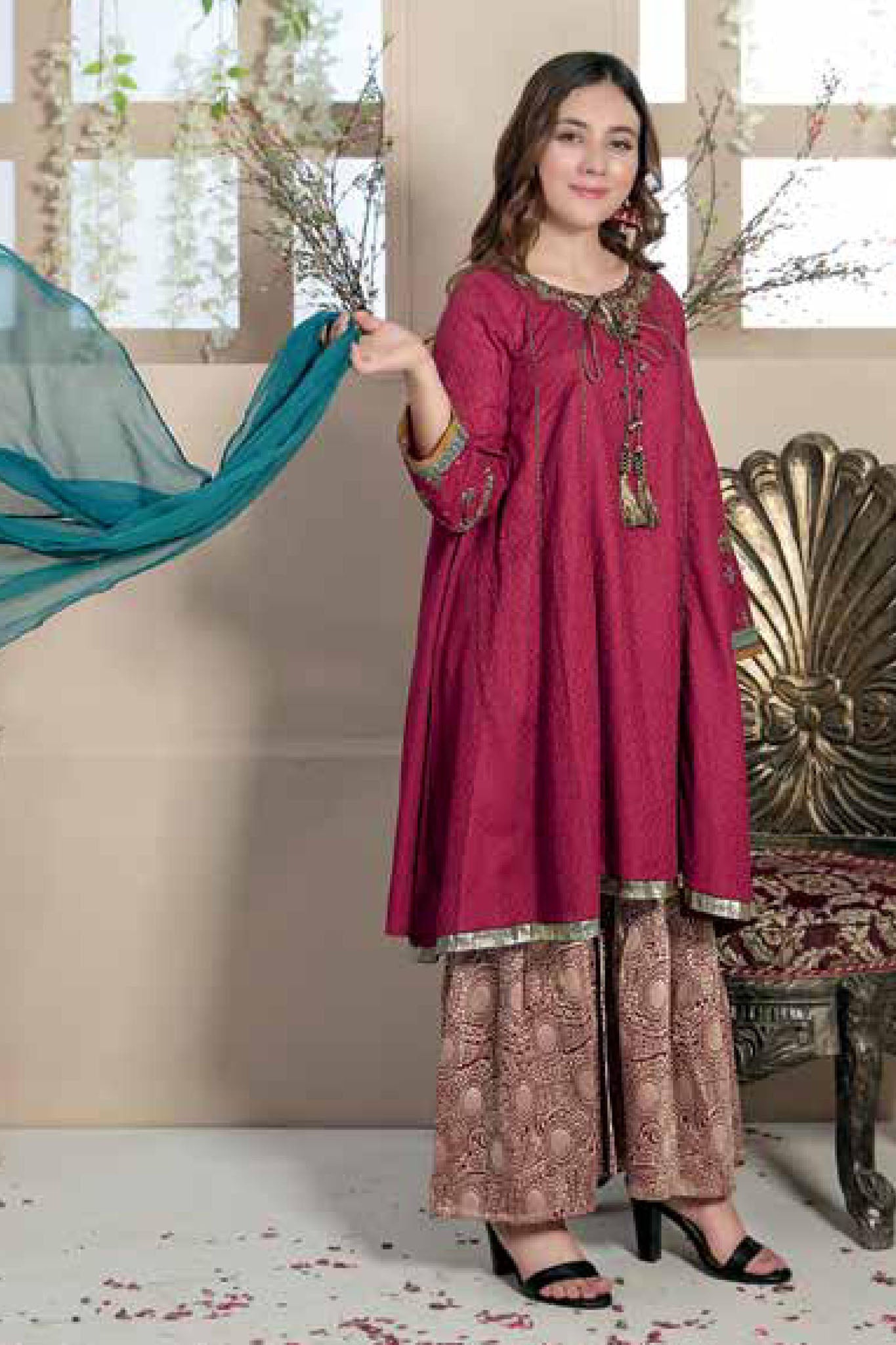Titliyan by Tawakkal Stitched 3 Piece Embroidered Kid's Collection'2022-TK-6998