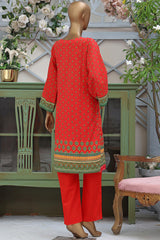 Bin Saeed Stitched Embroidered Lawn Shirts Collection'2022-L-036-Red