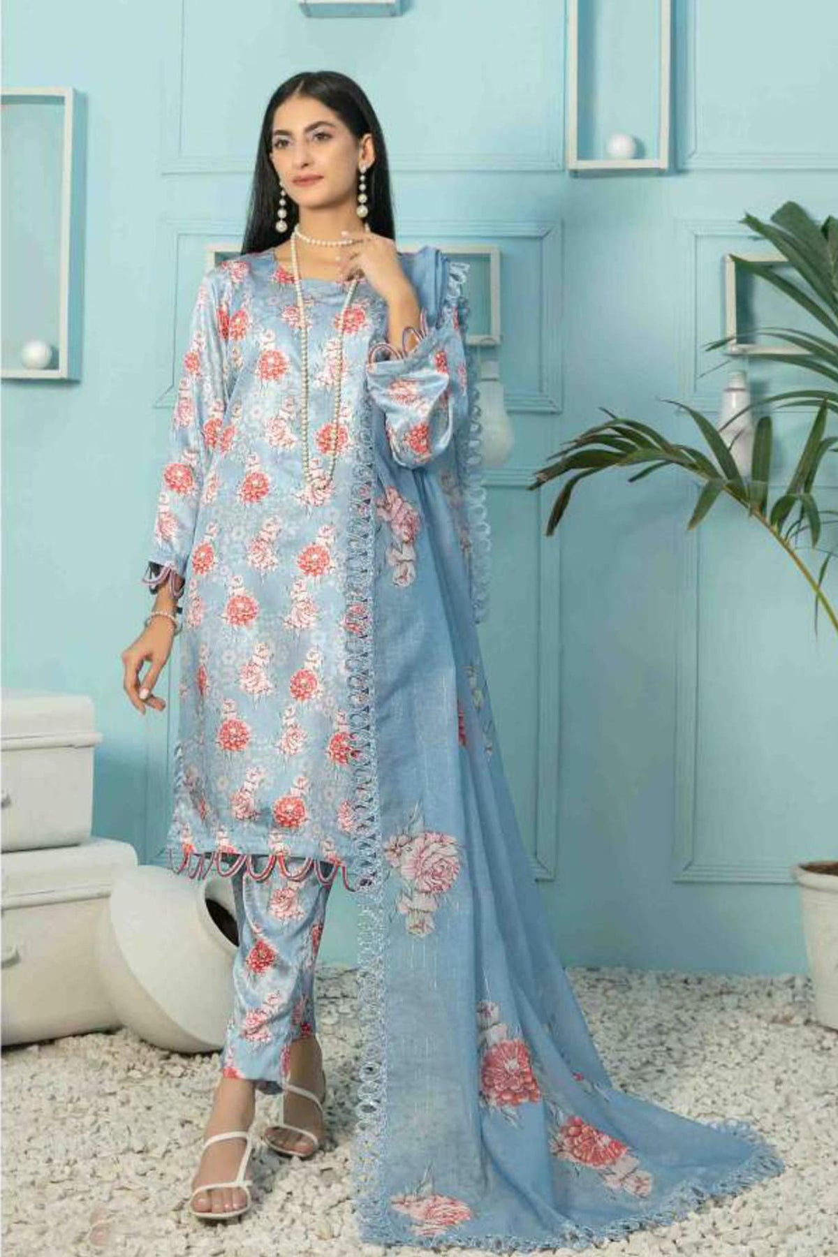 Tehreem by Tawakkal Unstitched 3 Piece Silk Digital Printed Collection'2022-T-7868
