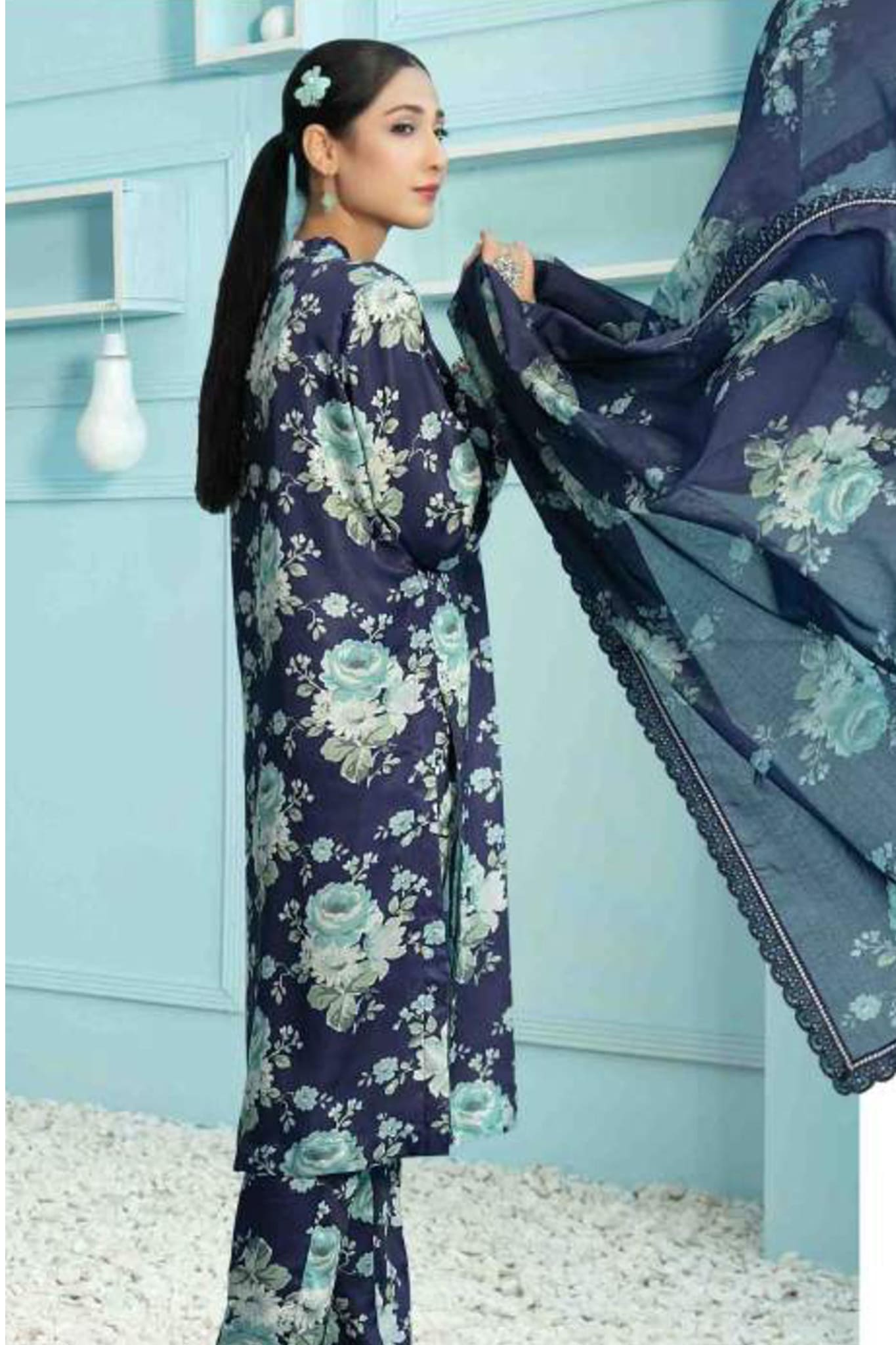 Tehreem by Tawakkal Unstitched 3 Piece Silk Digital Printed Collection'2022-T-7870