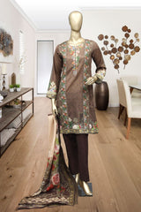 Shomi 3 piece Stitched Digital Printed Lawn Collection’2021-A-06-Brown