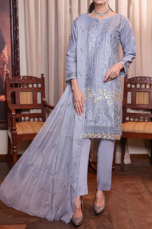 Aainahh by Amna Khadija Stitched 3 Piece Lawn Vol-19 Collection'2022-AF-08-L.Purpel