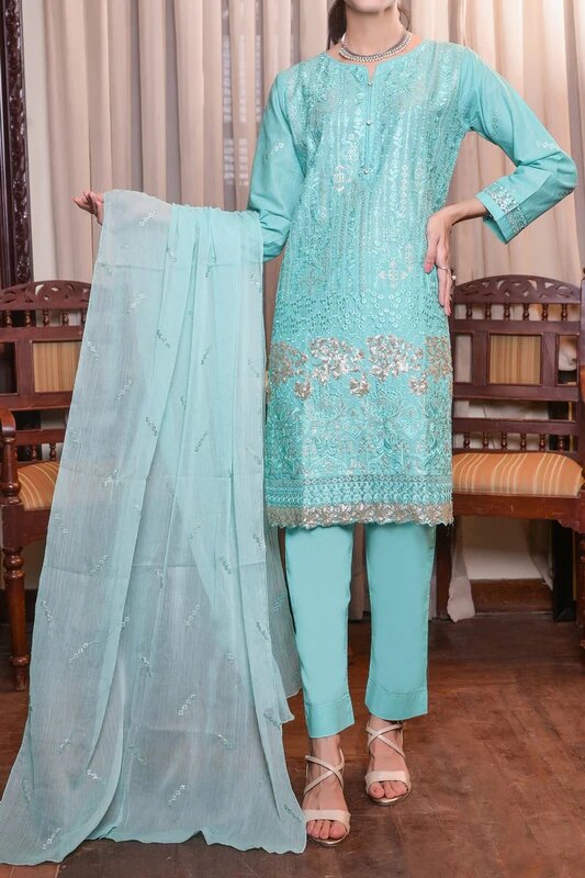 Aainahh by Amna Khadija Stitched 3 Piece Lawn Vol-19 Collection'2022-AF-10-Ferozi