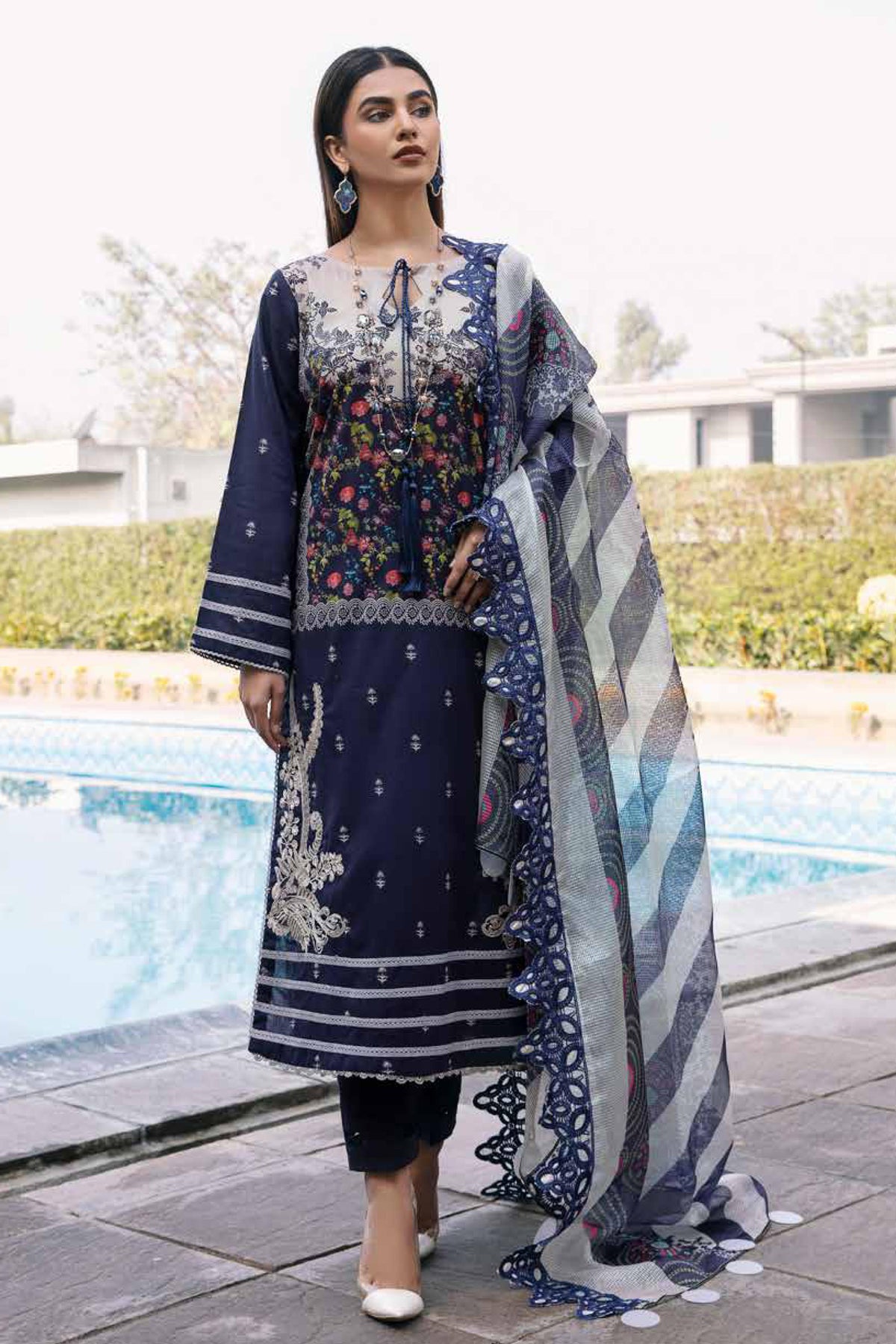 Charizma Unstitched 3 Piece Embroidered Lawn Collection'2023-AG-02