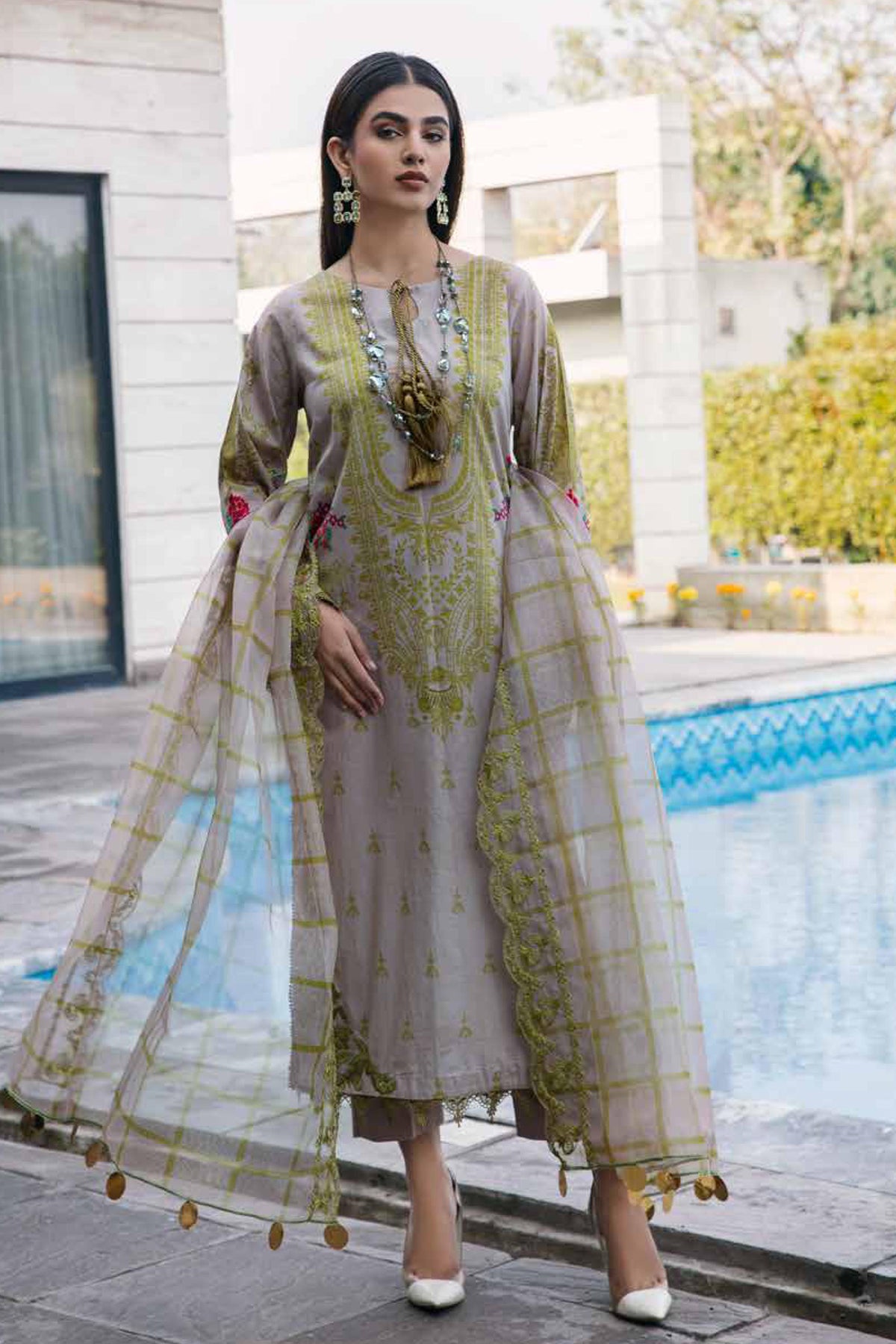 Charizma Unstitched 3 Piece Embroidered Lawn Collection'2023-AG-03