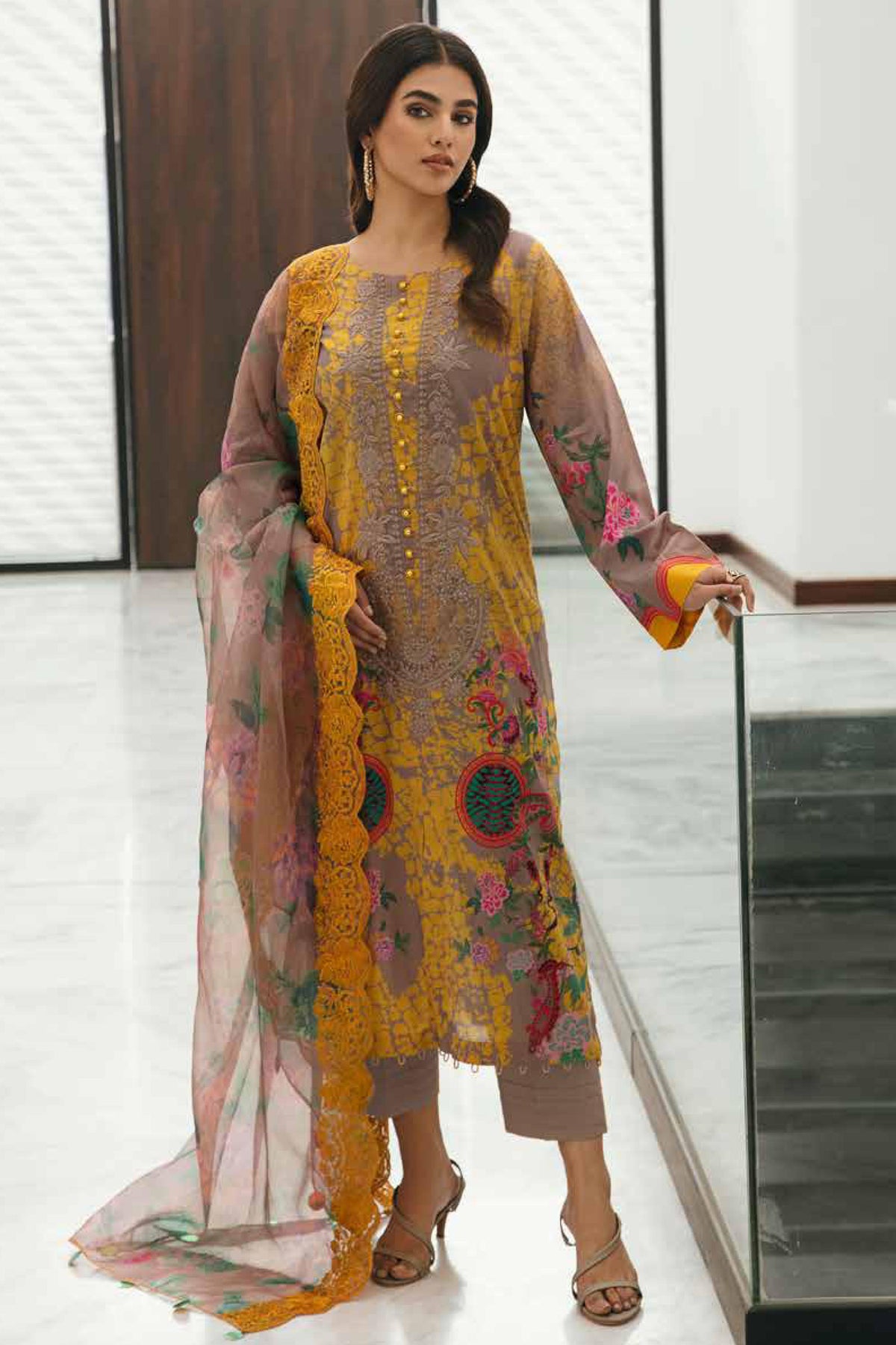 Charizma Unstitched 3 Piece Embroidered Lawn Collection'2023-AG-05 A