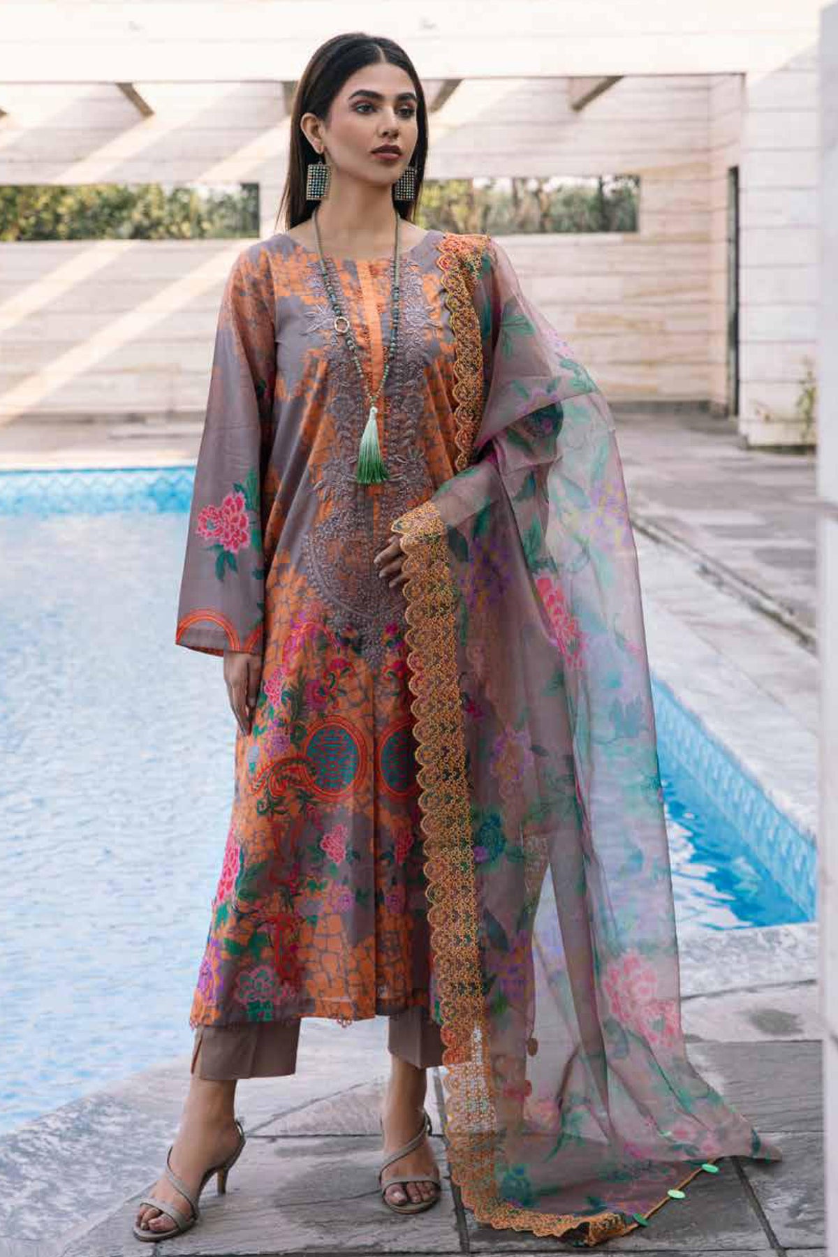 Charizma Unstitched 3 Piece Embroidered Lawn Collection'2023-AG-05 B