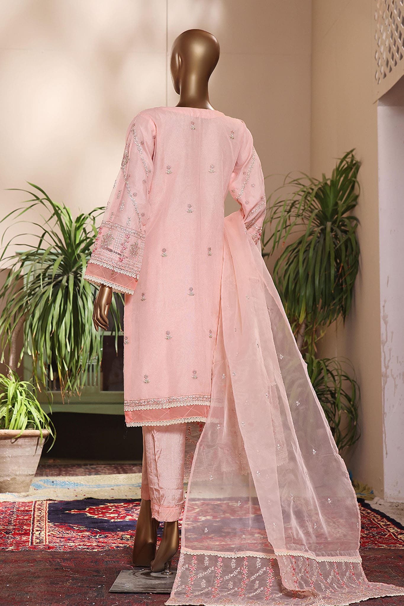 Bin Saeed Stitched 2 Piece Embroidered Organza Festive Collection'2022-AMD-20-Pink