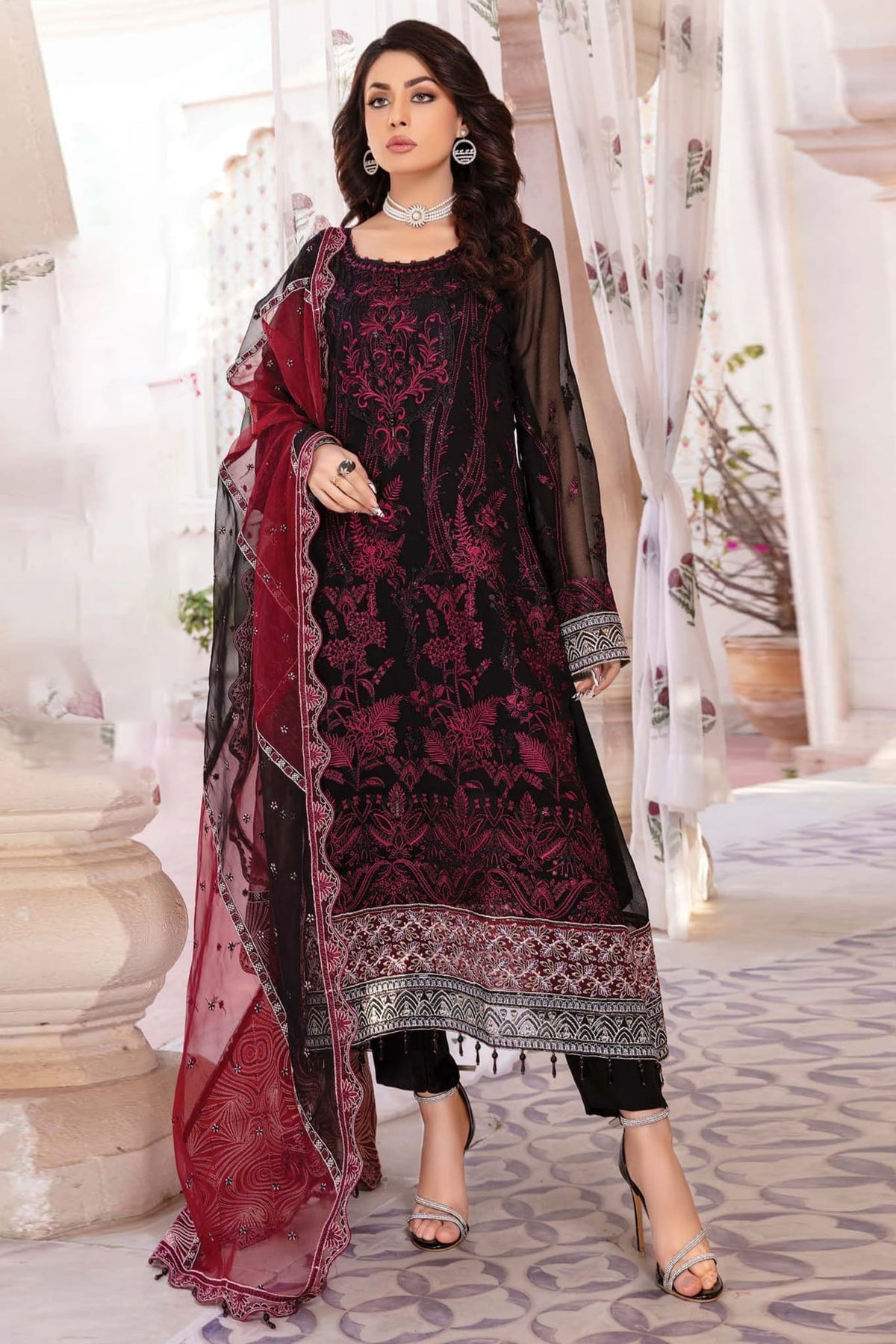 Anisah by Mah E Rooh Semi Stitched 3 Piece Crinkle Chiffon Collection'2023-AN-3502