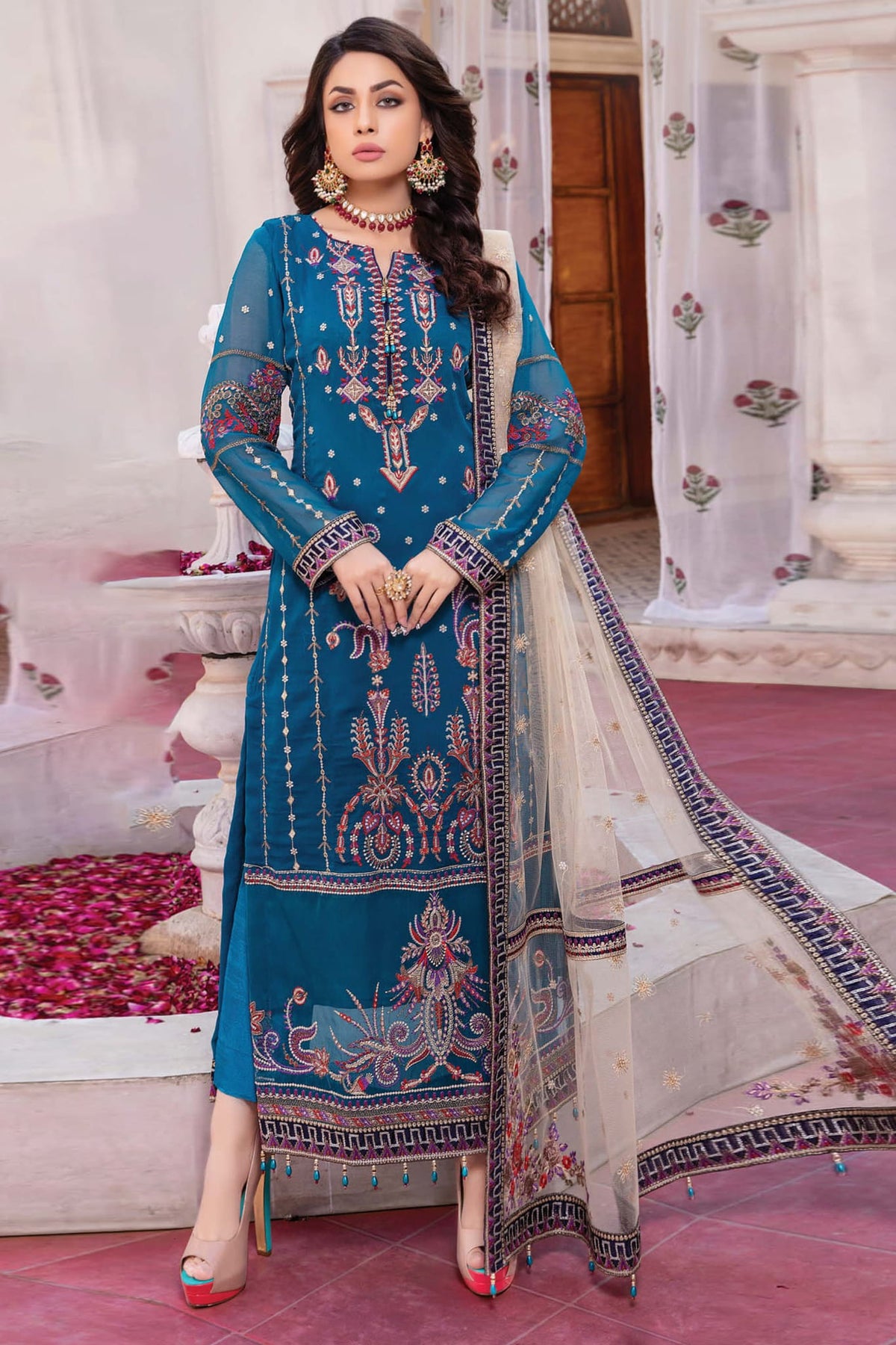 Anisah by Mah E Rooh Semi Stitched 3 Piece Crinkle Chiffon Collection'2023-AN-3504