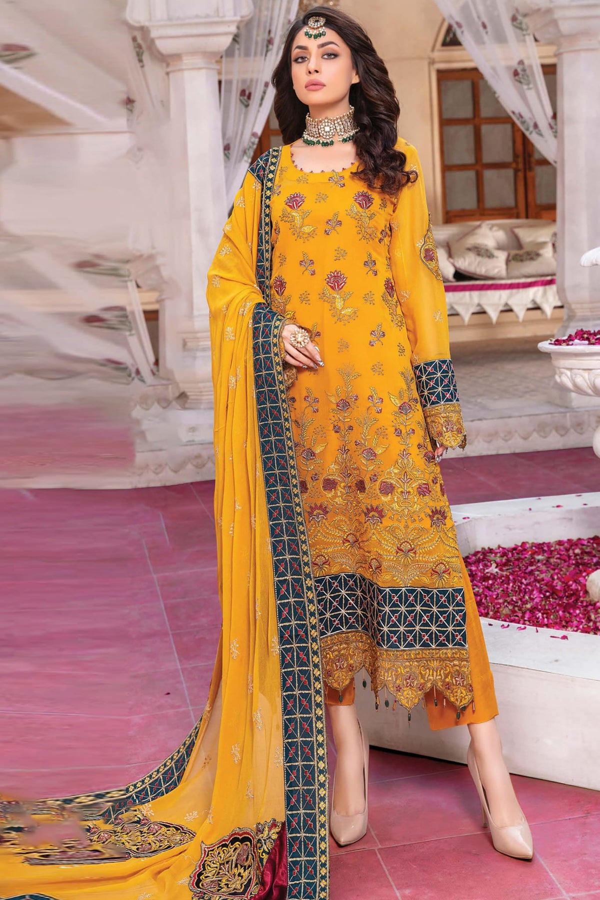 Anisah by Mah E Rooh Semi Stitched 3 Piece Crinkle Chiffon Collection'2023-AN-3505