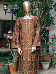 Bin Saeed Embroidered Tunic Silk Stitched Kurti Vol-17 Collection’2021-AQS-1019-Brown