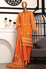 Bin Saeed Stitched 3 Piece Printed Cotton Collection'2022-CF-0003-Orange