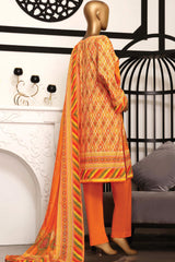 Bin Saeed Stitched 3 Piece Printed Cotton Collection'2022-CF-0003-Orange