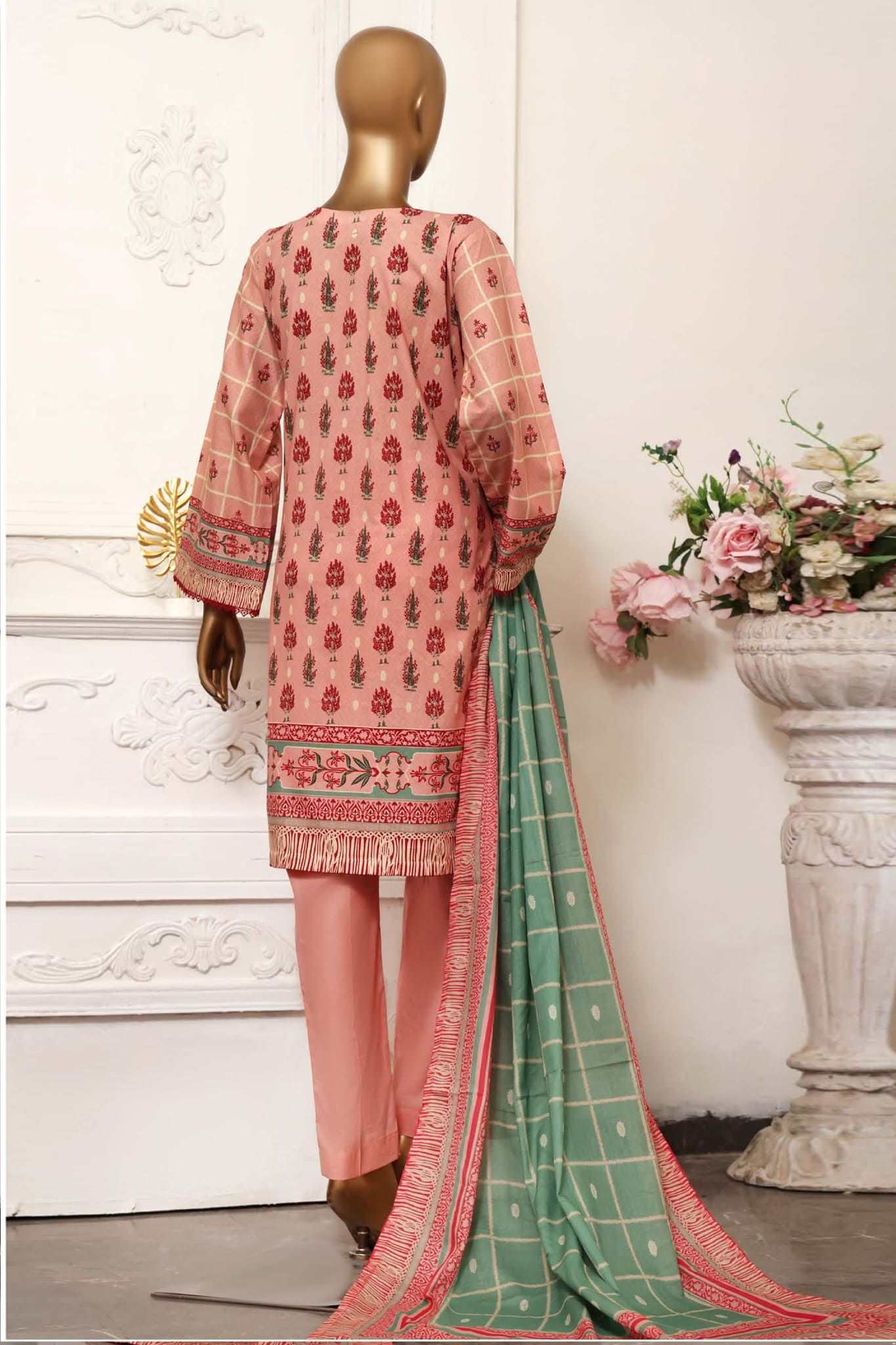 Bin Saeed Stitched 3 Piece Printed Cotton Collection'2022-CF-0001-Pink