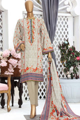 Bin Saeed Stitched 3 Piece Printed Cotton Collection'2022-CF-0007-Grey