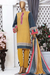 Bin Saeed Stitched 3 Piece Printed Cotton Collection'2022-CF-0015-Yellow