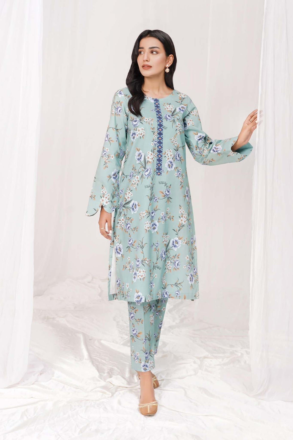 Blumm by Esra Stitched 2 Piece Printed Cambric Collection'2022-BES-02-Ferozi