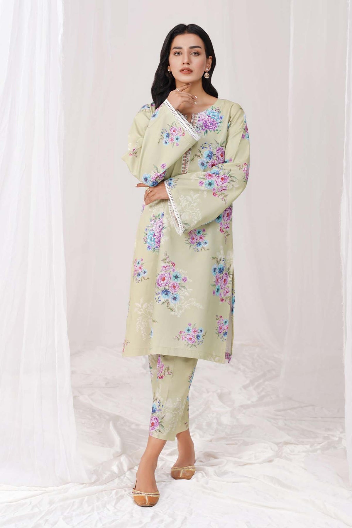 Blumm by Esra Stitched 2 Piece Printed Cambric Collection'2022-BES-08-Pista