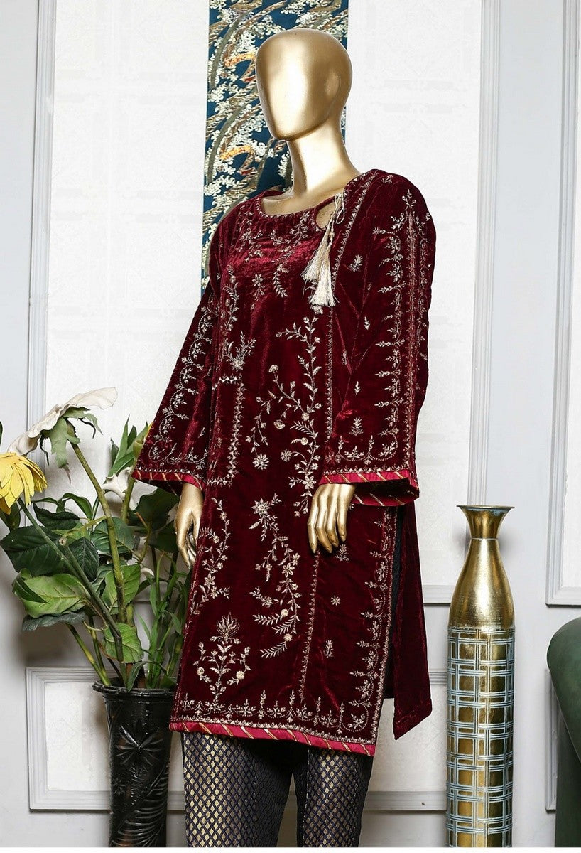 Bin Saeed Stitched Embroidered velvet Kurti Vol-04 Collection'2021-BFV-044-Purple