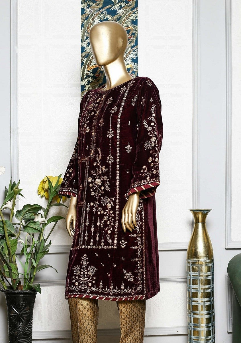 Bin Saeed Stitched Embroidered velvet Kurti Vol-04 Collection'2021-BFV-043-Purple