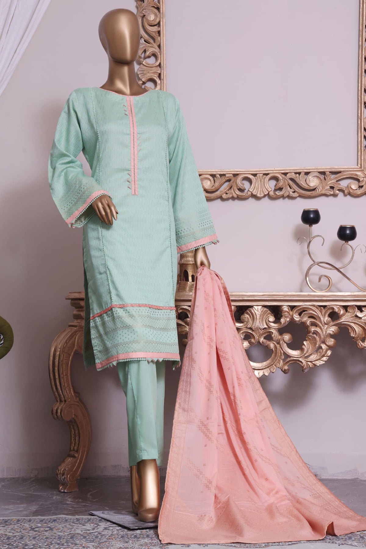 Bin Saeed Stitched 3 Piece Premium Jacquard Collection'2022-BNS-2202-Pista